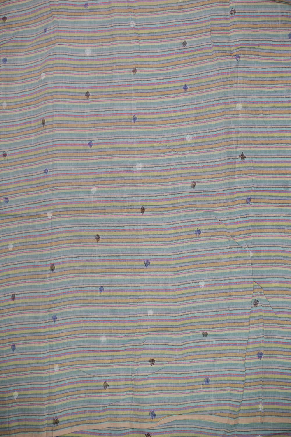 Multi-Coloured Stripe with Butta Jamdani Cotton Fabric
