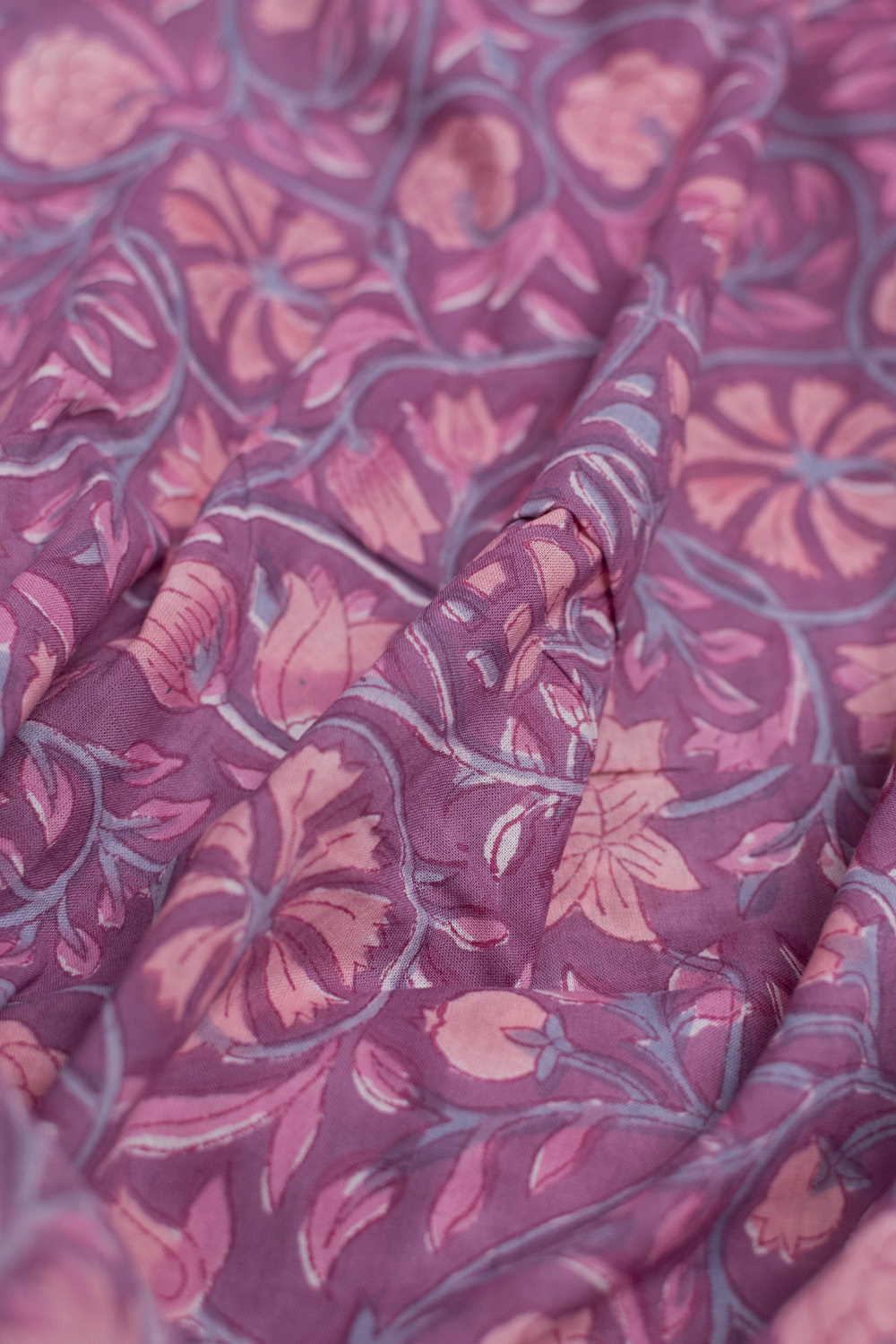 Cluster Floral - Purple Sanganeri Cotton Fabric-0.7 M