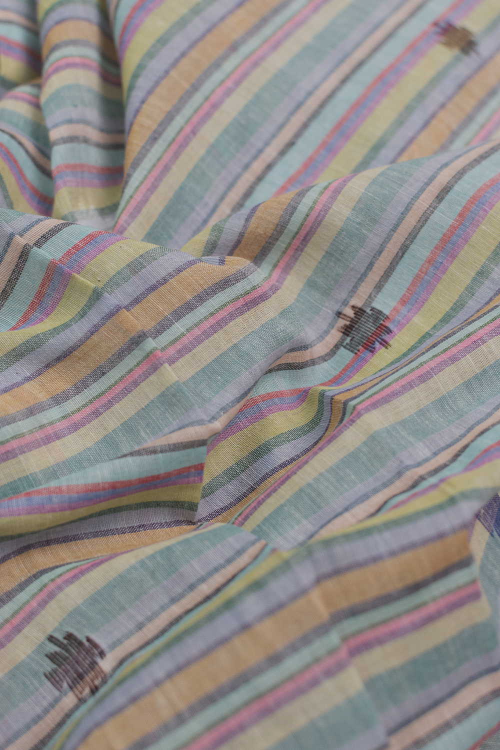 Multi-Coloured Stripe with Butta Jamdani Cotton Fabric
