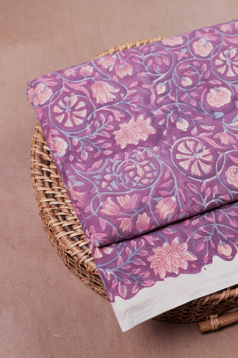 Cluster Floral - Purple Sanganeri Cotton Fabric-0.7 M