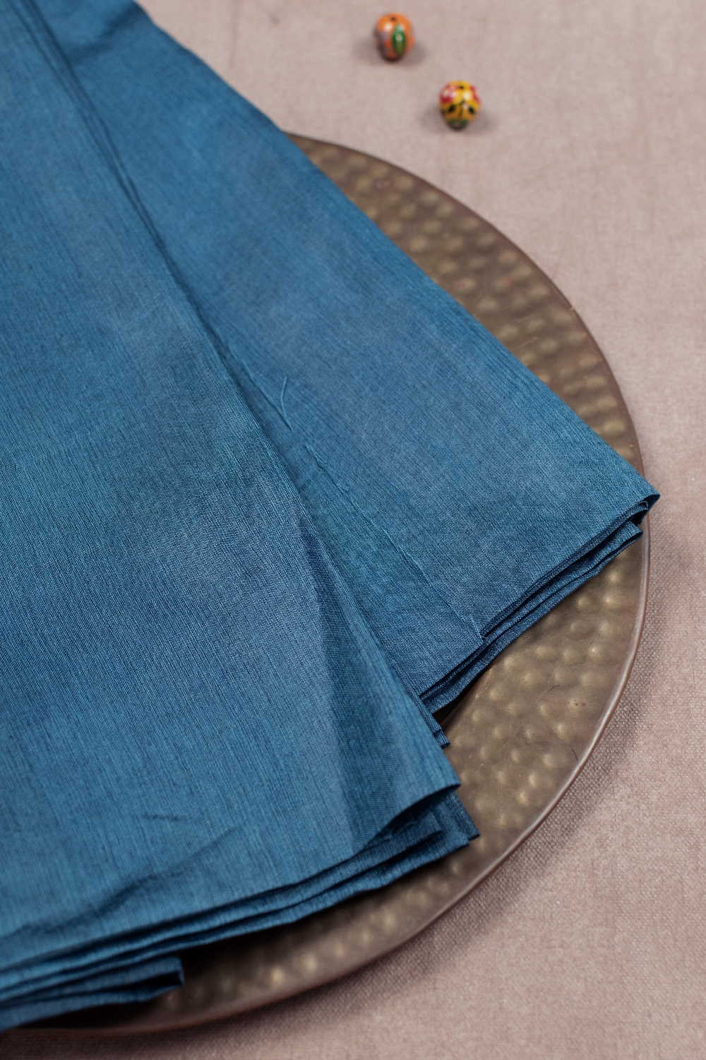Aegean Blue Handwoven Tussar Fabric - 0.8m