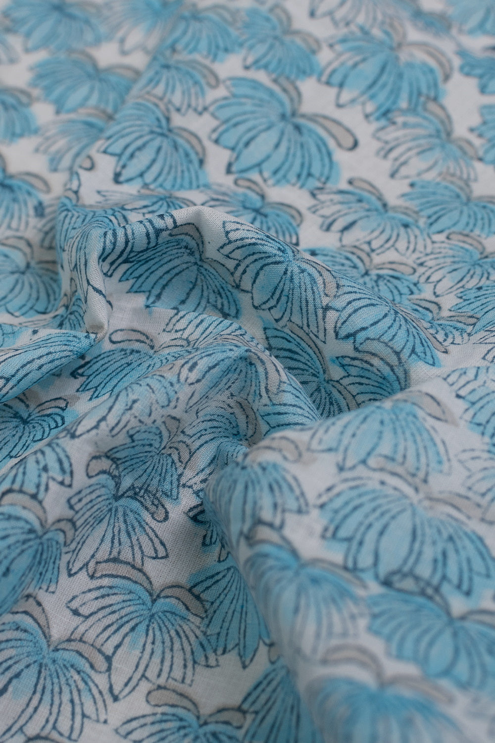 Blue Garden Sanganeri Cotton Fabric - 0.5m