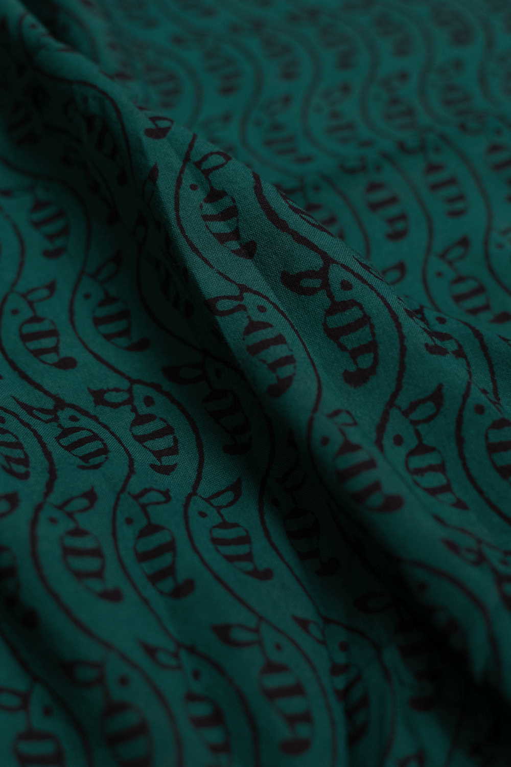 Waves Pattern on Green Bagh Cotton Fabric