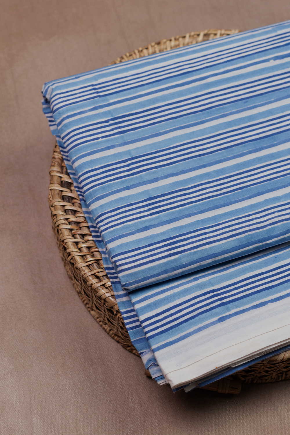 Hand block printed Sanganeri cotton fabric with floral motifs - Matkatus