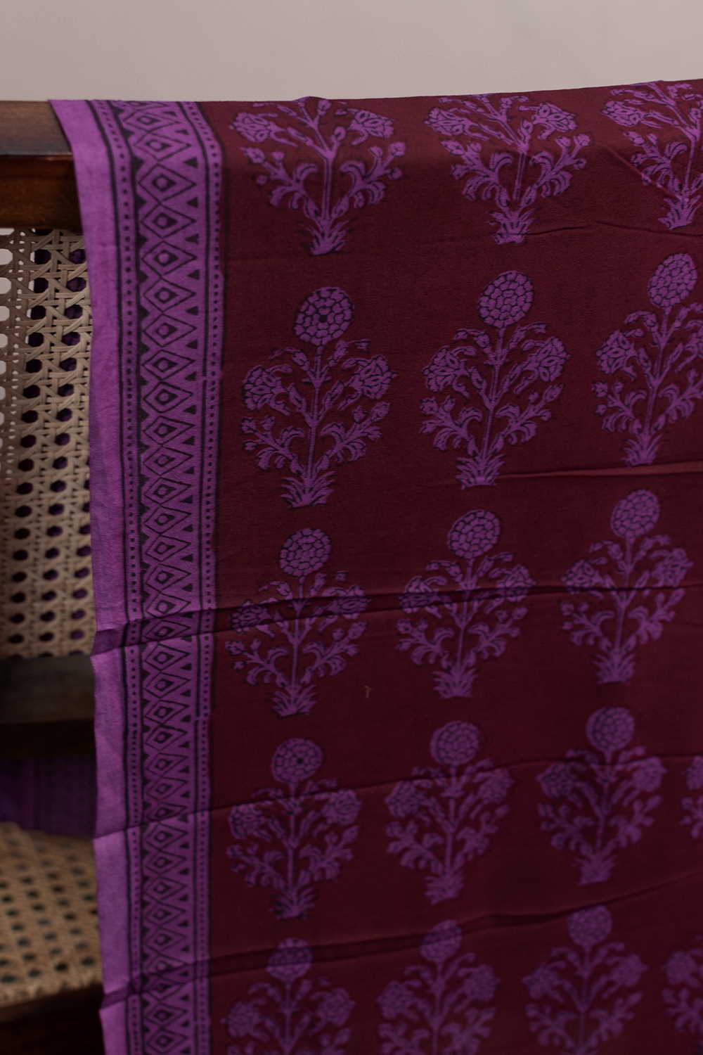 Big Butta on Maroon Bagh Cotton Fabric - 0.5m