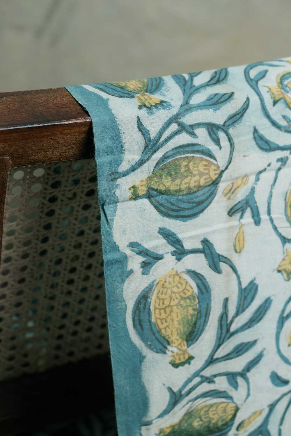 Pumpkin Floral Bagru Cotton Fabric