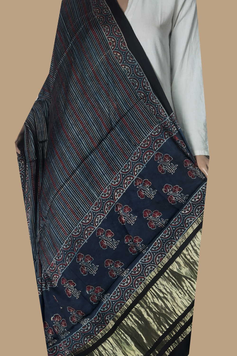 Ajrak Modal Silk Dupatta - Matkatus