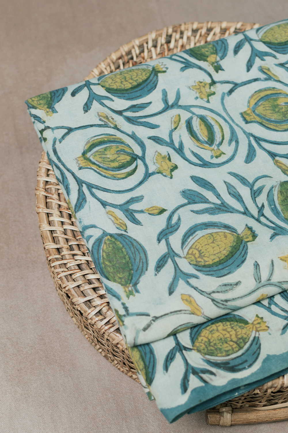 Pumpkin Floral Bagru Cotton Fabric