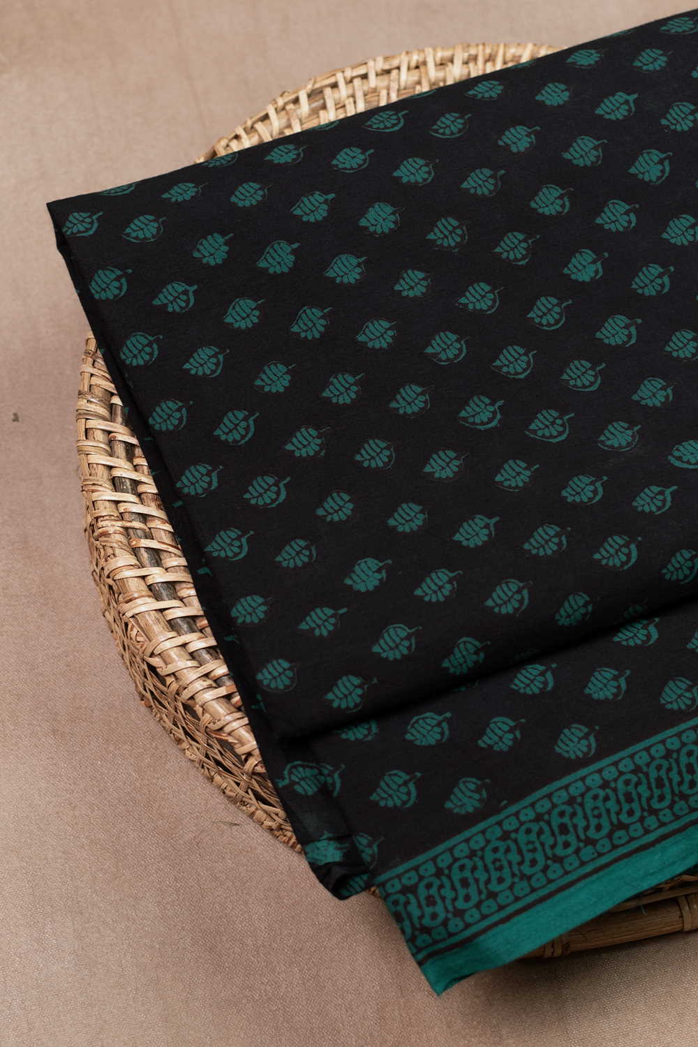 Leaf Motifs Bagh Cotton Fabric-1.6 M