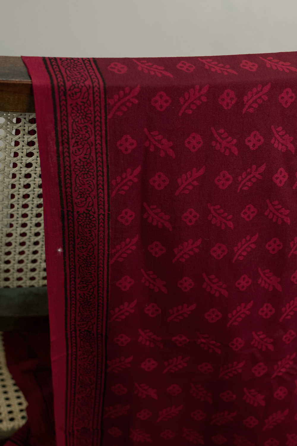 Maroon with Butta's Bagh Cotton Fabric