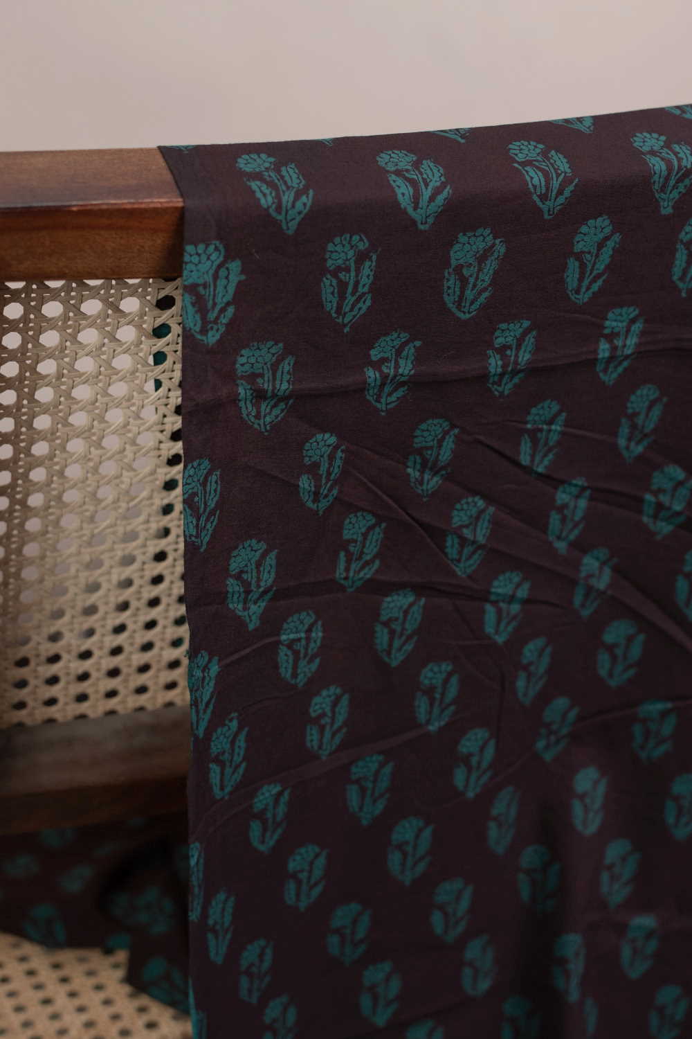 Green with Tri Floral Bagh Cotton Fabric- 0.6M