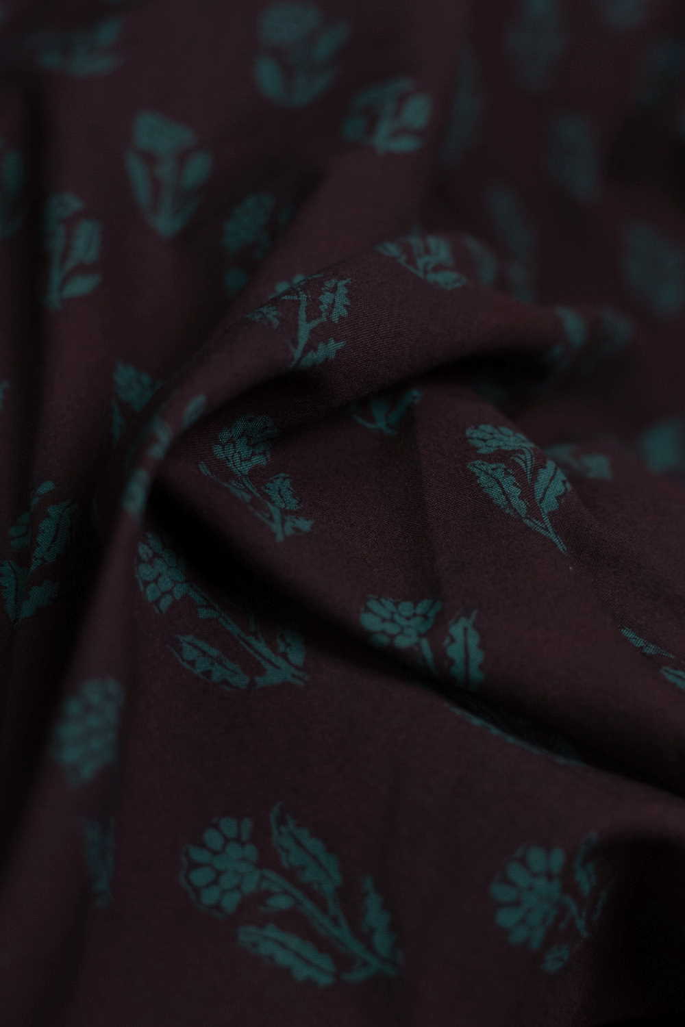 Green with Tri Floral Bagh Cotton Fabric- 0.6M