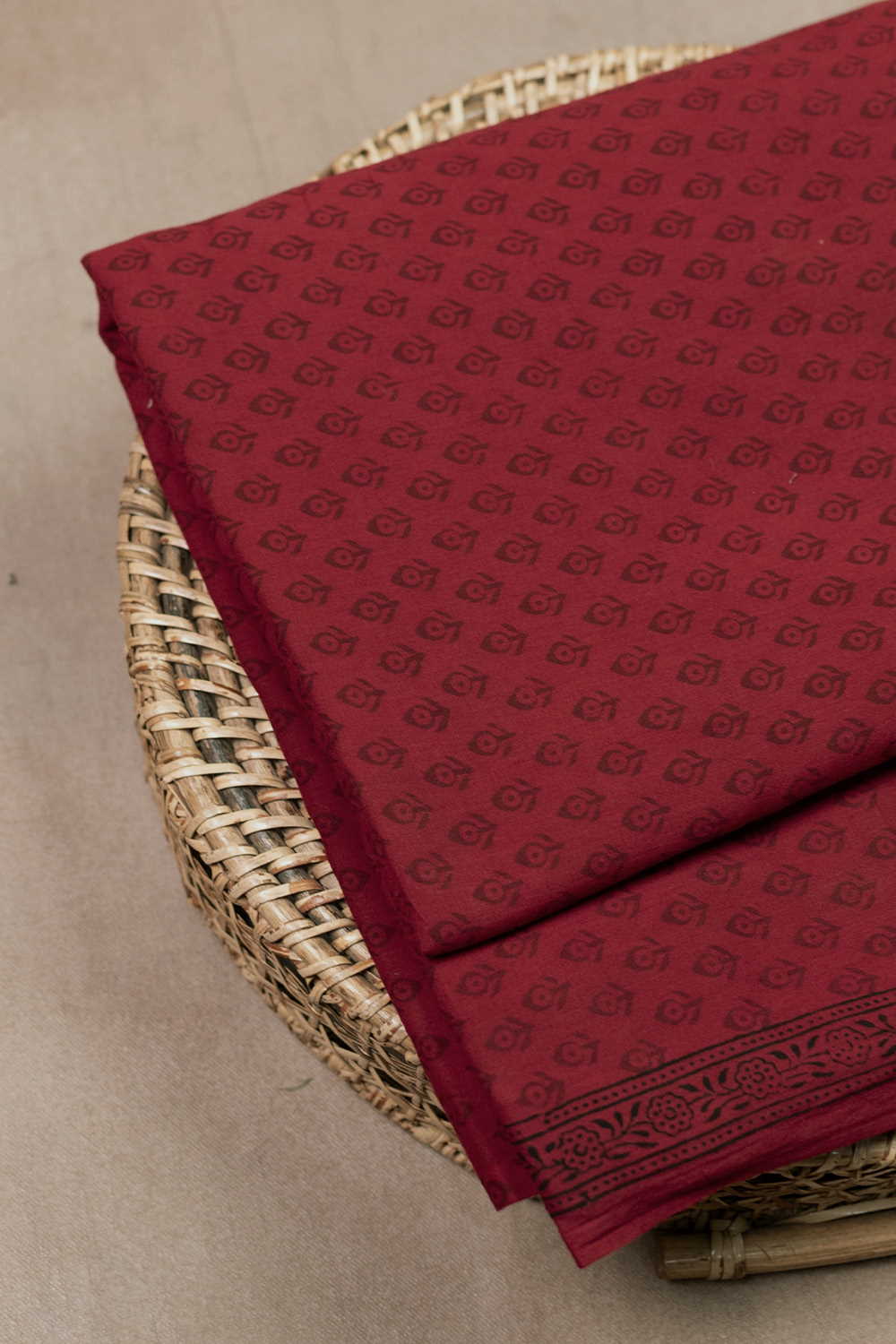 Scarlet Red Bagh Cotton Fabric - 1.3m