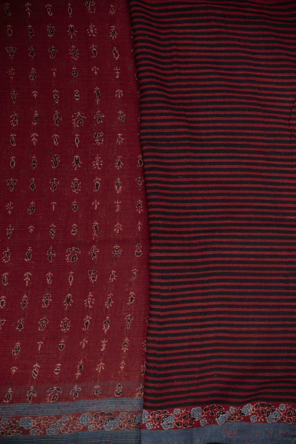Dark Maroon Ajrak Kota Cotton saree