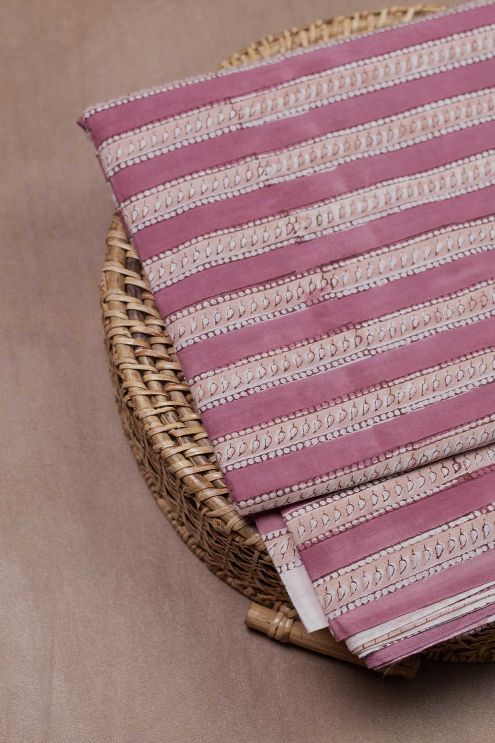 Hand block printed Sanganeri cotton fabric with floral motifs - Matkatus