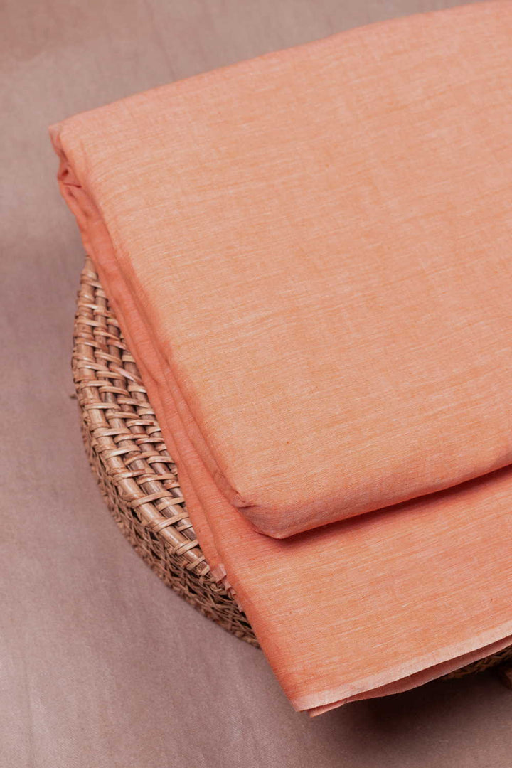 Soft Orange Handwoven Mul Cotton Fabric