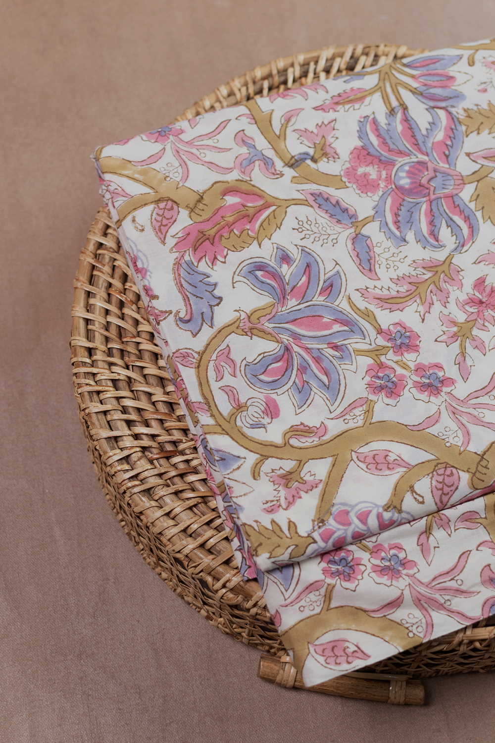 Colourful Floral on Cream Sanganeri Cotton Fabric