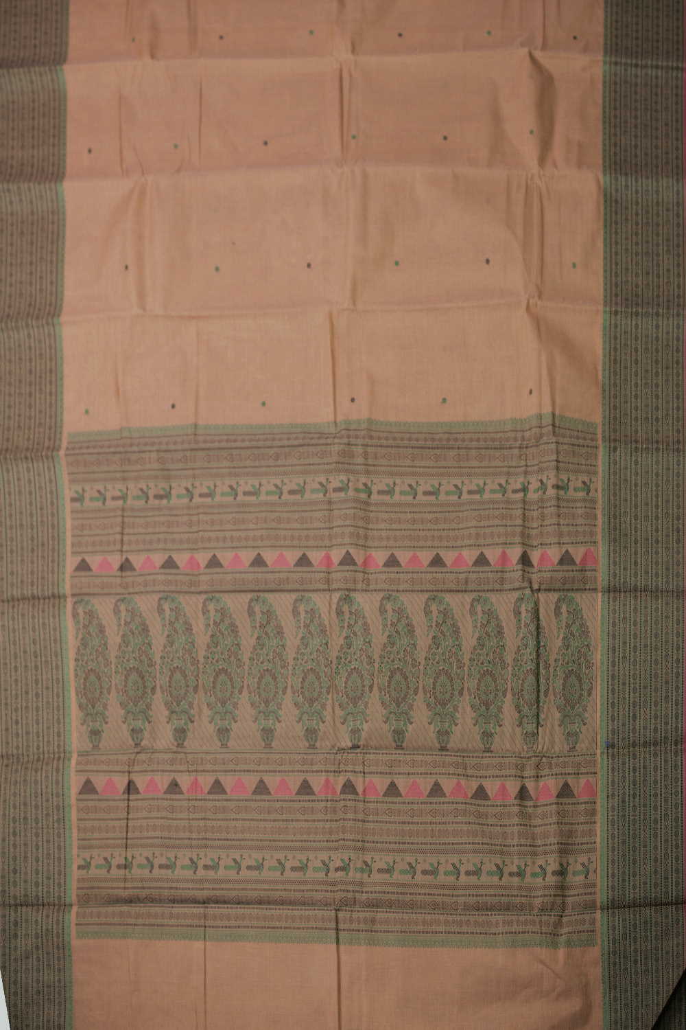 Tiny Butta on Beige Kanchipuram Cotton saree
