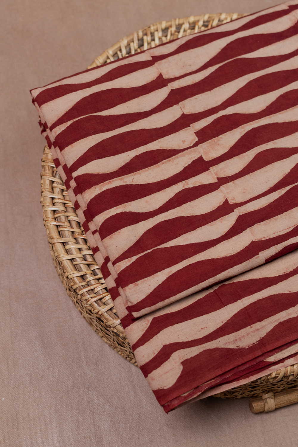 Faded Maroon with Pattern Ajrak Cotton Fabric