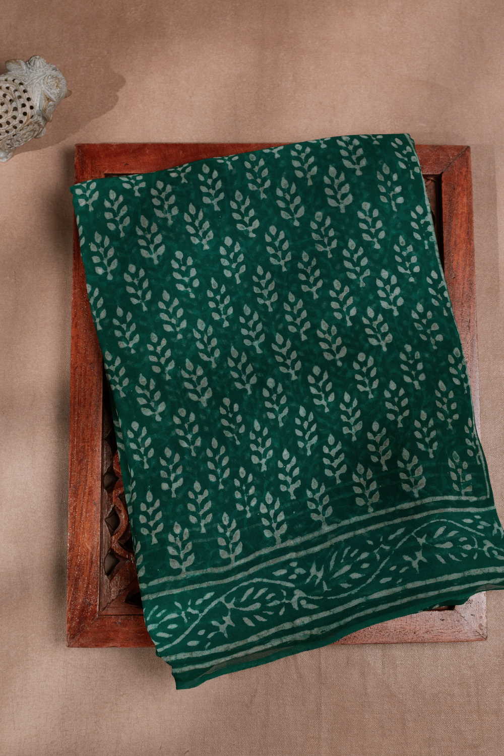 Dark Green Semi Georgette saree