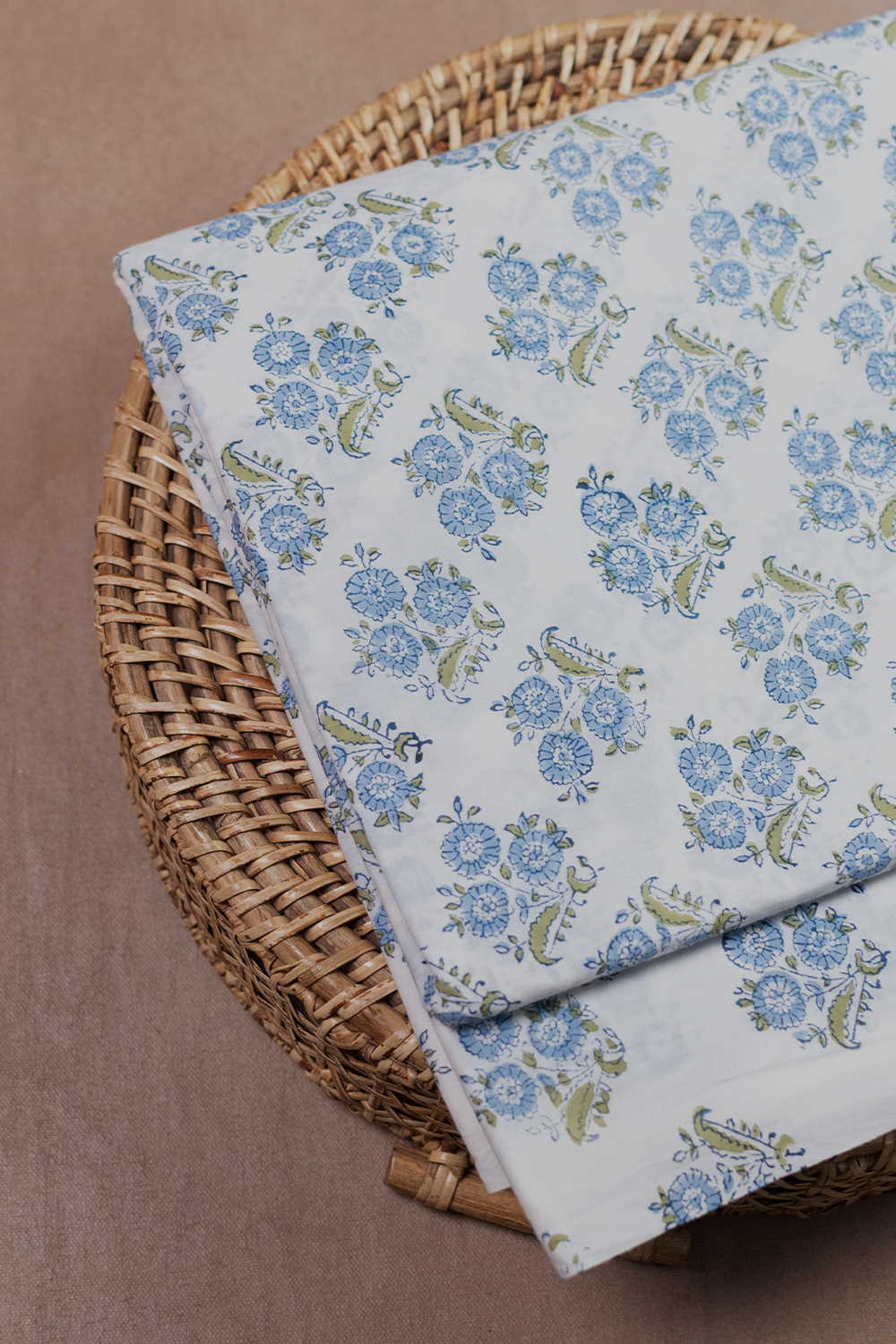 Tri Butta Floral on Off-White Sanganeri Cotton Fabric