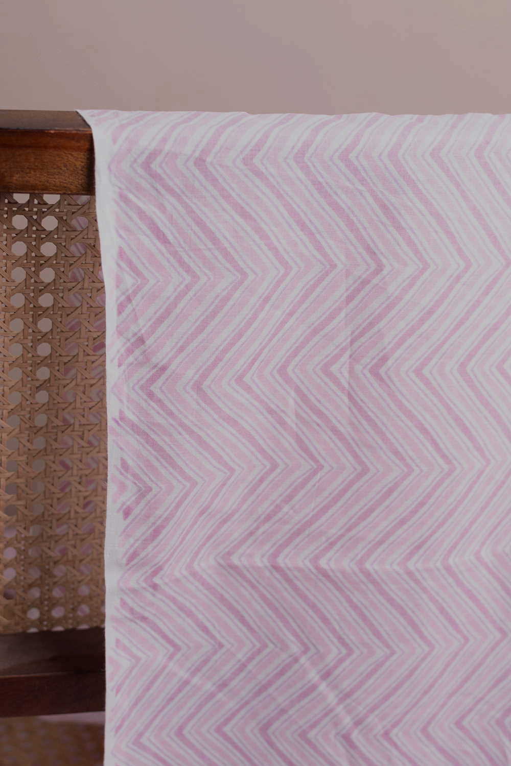 Pink Chevron Pattern Sanganeri Cotton Fabric