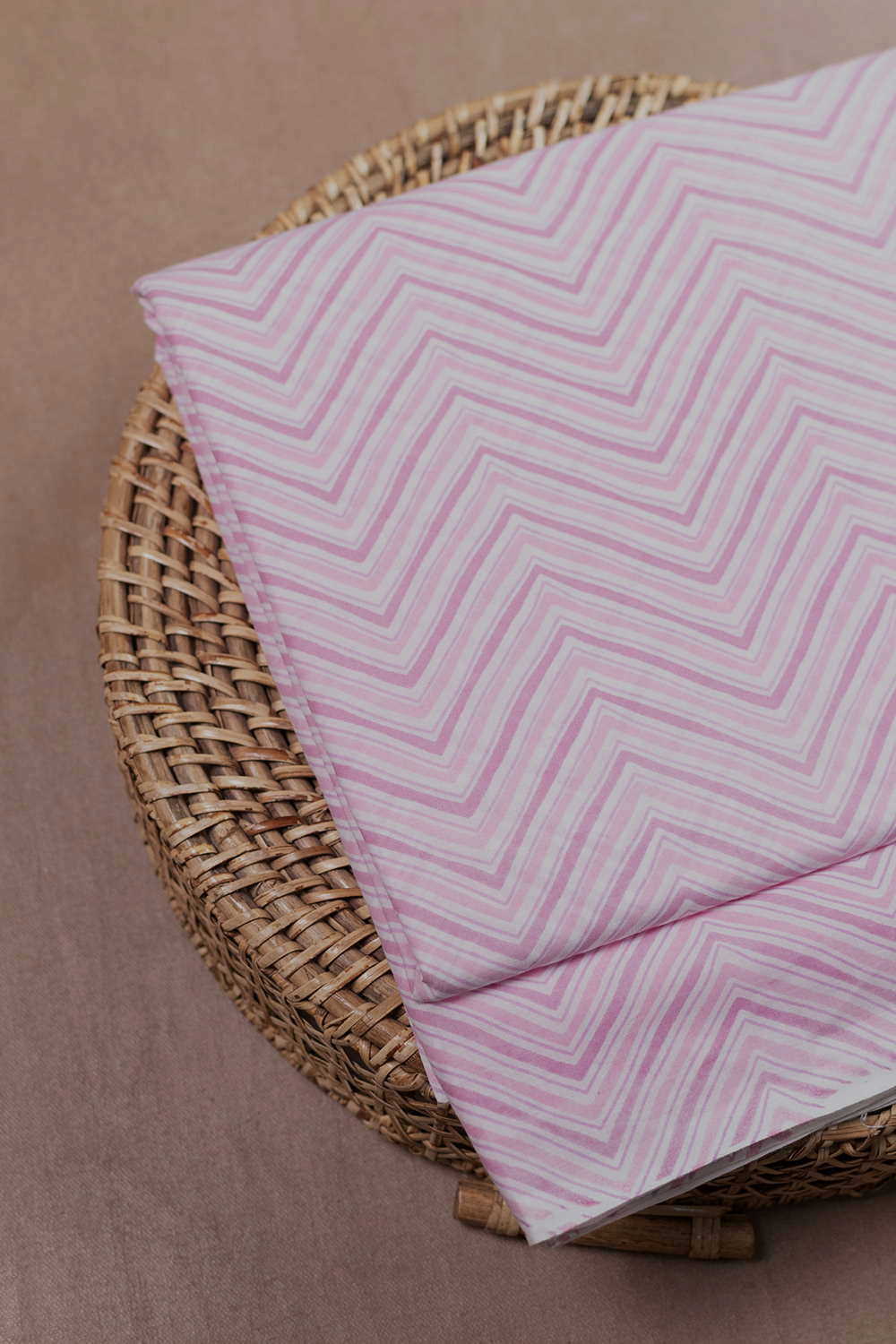 Pink Chevron Pattern Sanganeri Cotton Fabric