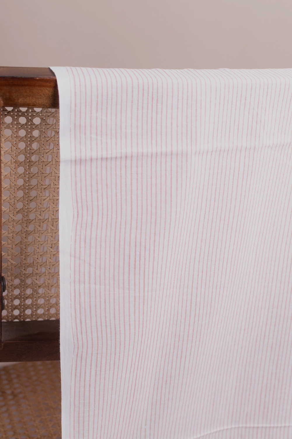 Stripes on Cream Sanganeri Cotton Fabric