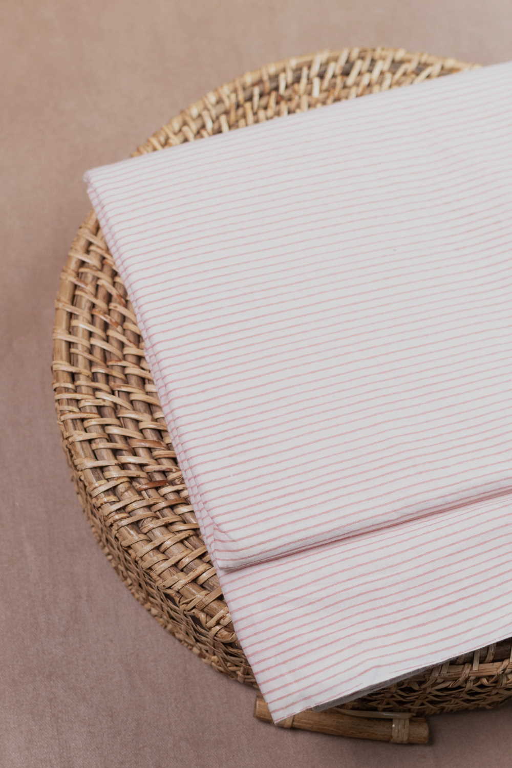 Stripes on Cream Sanganeri Cotton Fabric