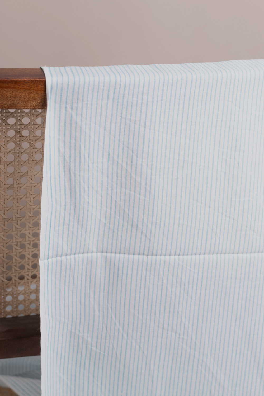 Pin Stripe - Cream Sanganeri Cotton Fabric