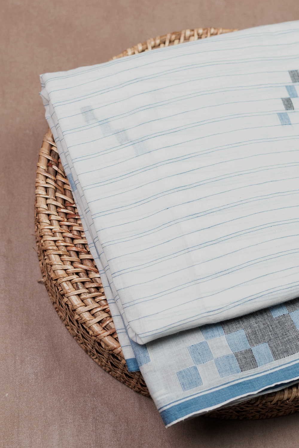 Off-White Bordered Jamdani Cotton Fabric