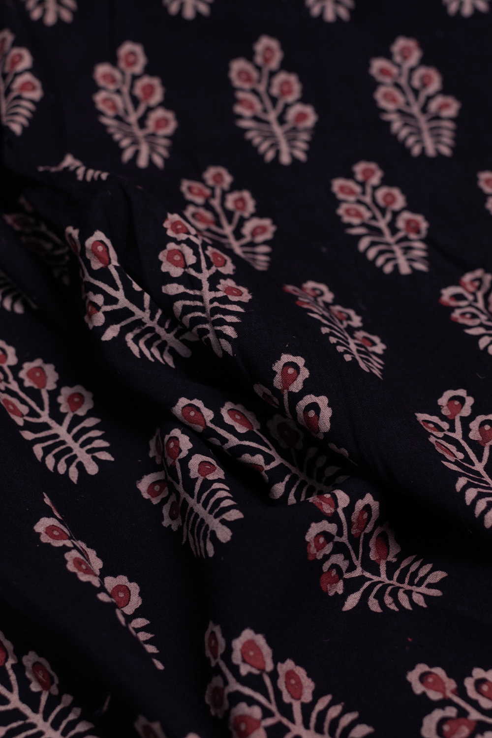 Black Ajrak Print Fabrics - Matkatus