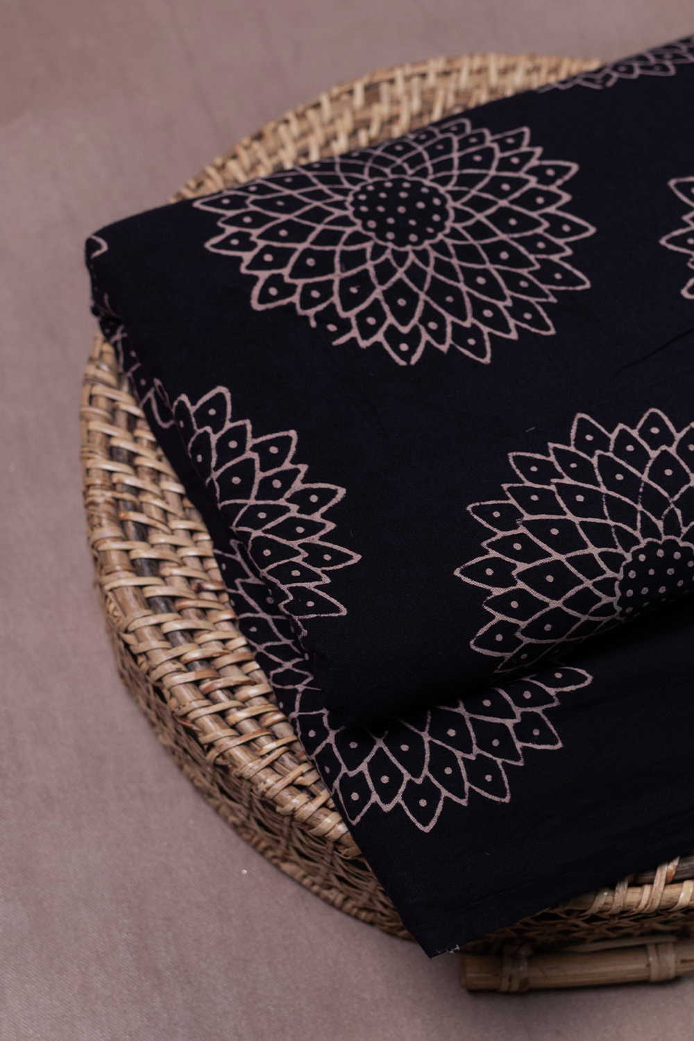 Black Ajrak Print Fabrics - Matkatus