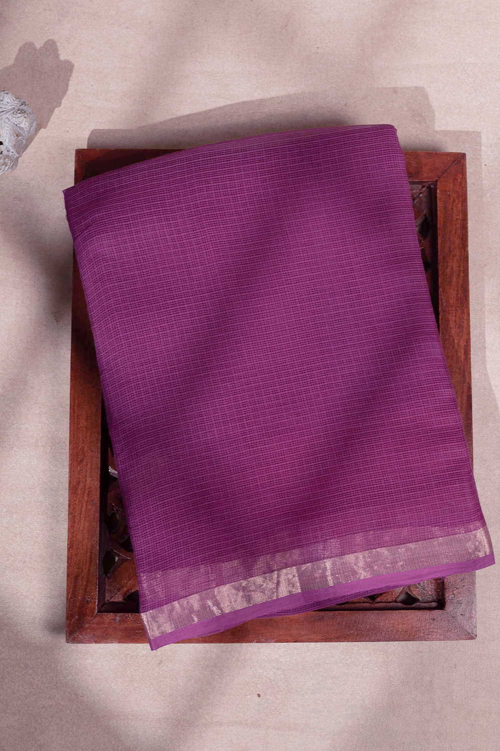 Pink Kota Cotton saree with Gold Zari Border