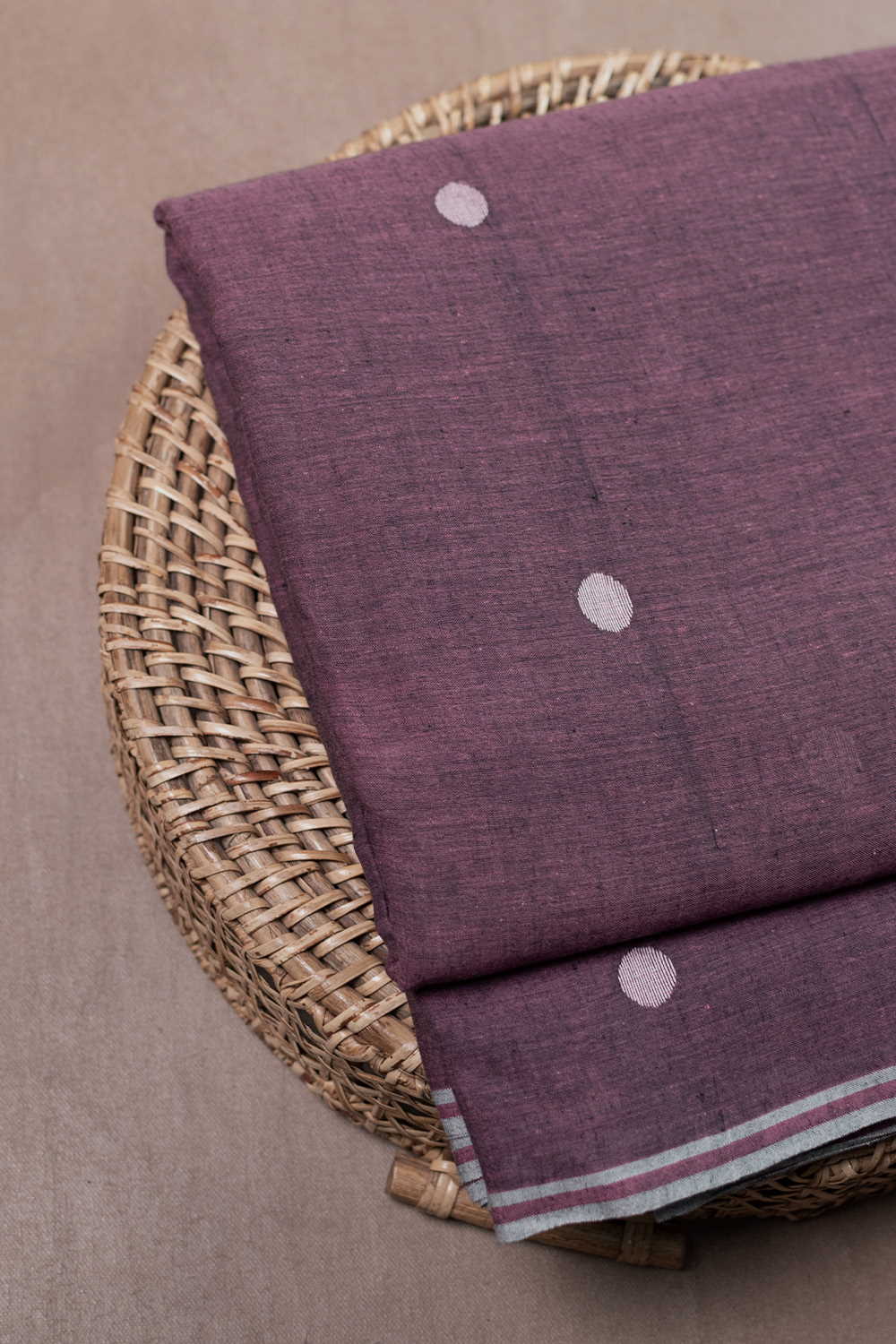 Mauve Rust Purple Jamdani Cotton Fabric