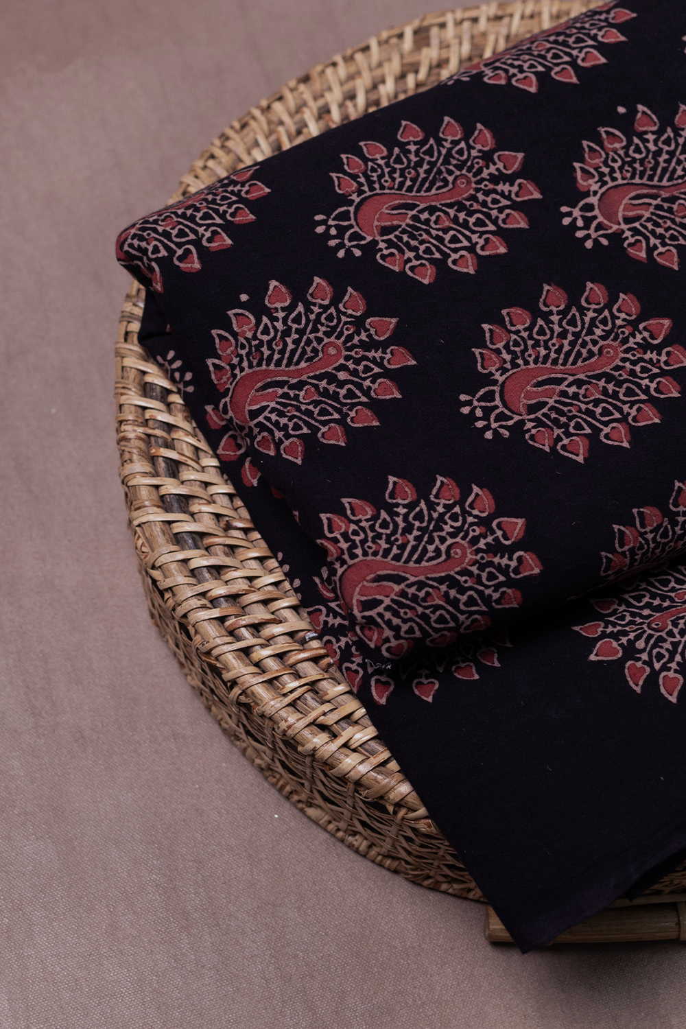 Black Ajrak Print Fabrics - Matkatus