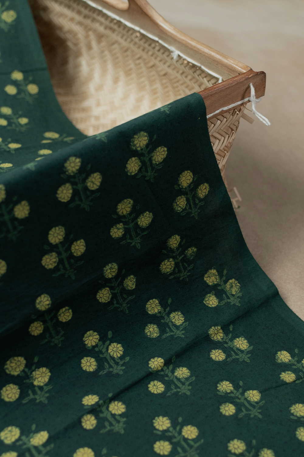 Apple Green Mangalagiri Cotton saree with Dabu Blouse