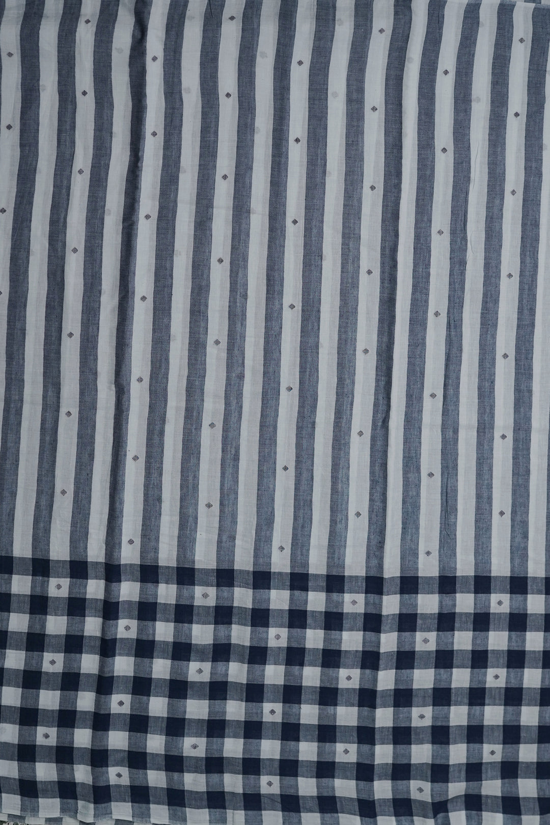 Blue & Cream Jamdani Cotton Fabric