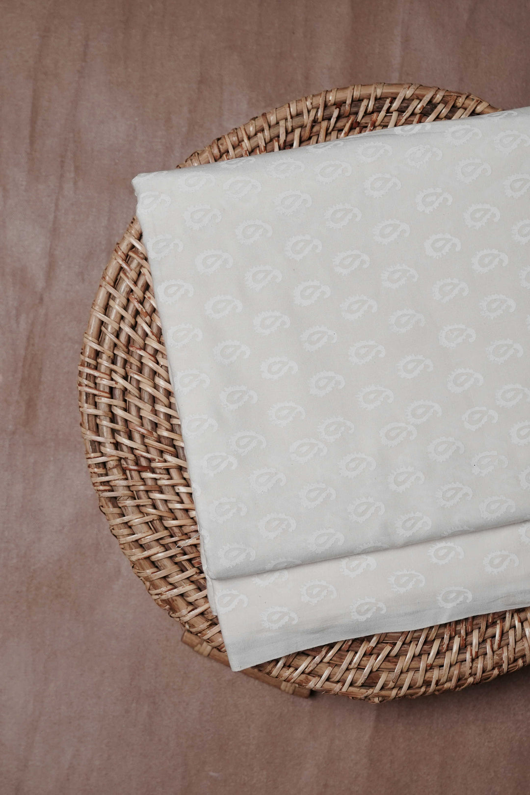 Butta on Cream Sanganeri Cotton Fabric-0.85 M