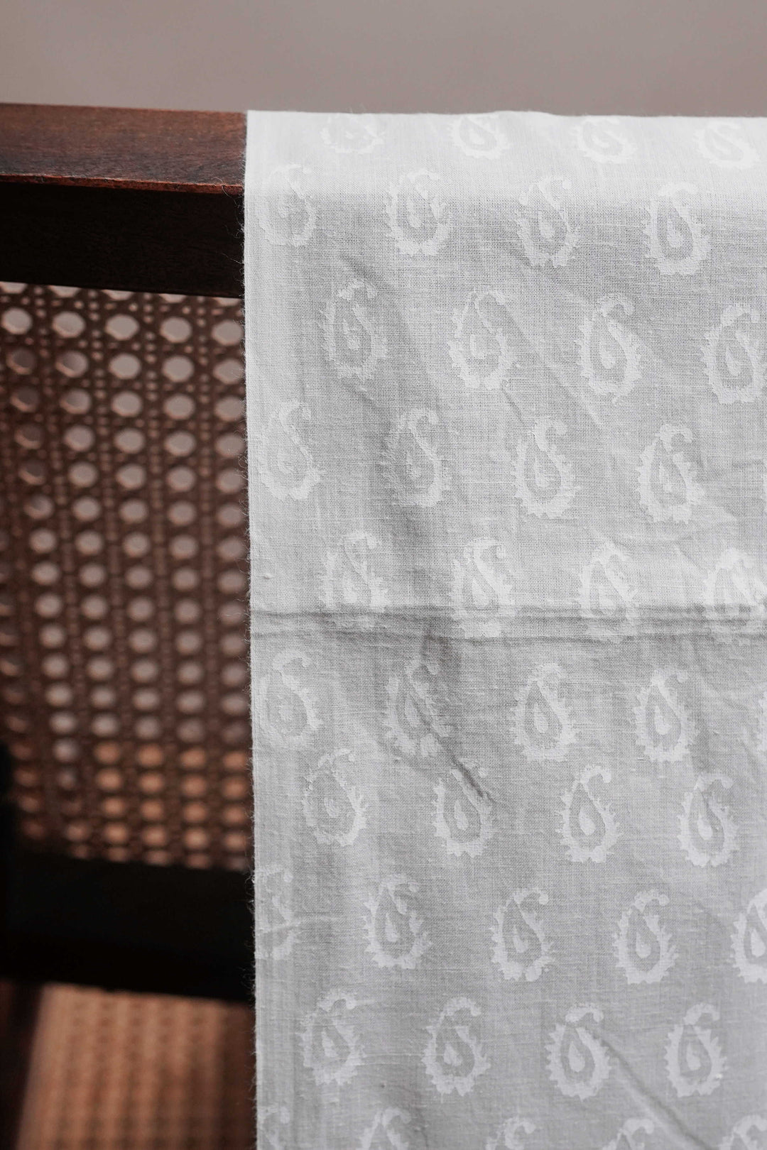 Butta on Cream Sanganeri Cotton Fabric-0.85 M