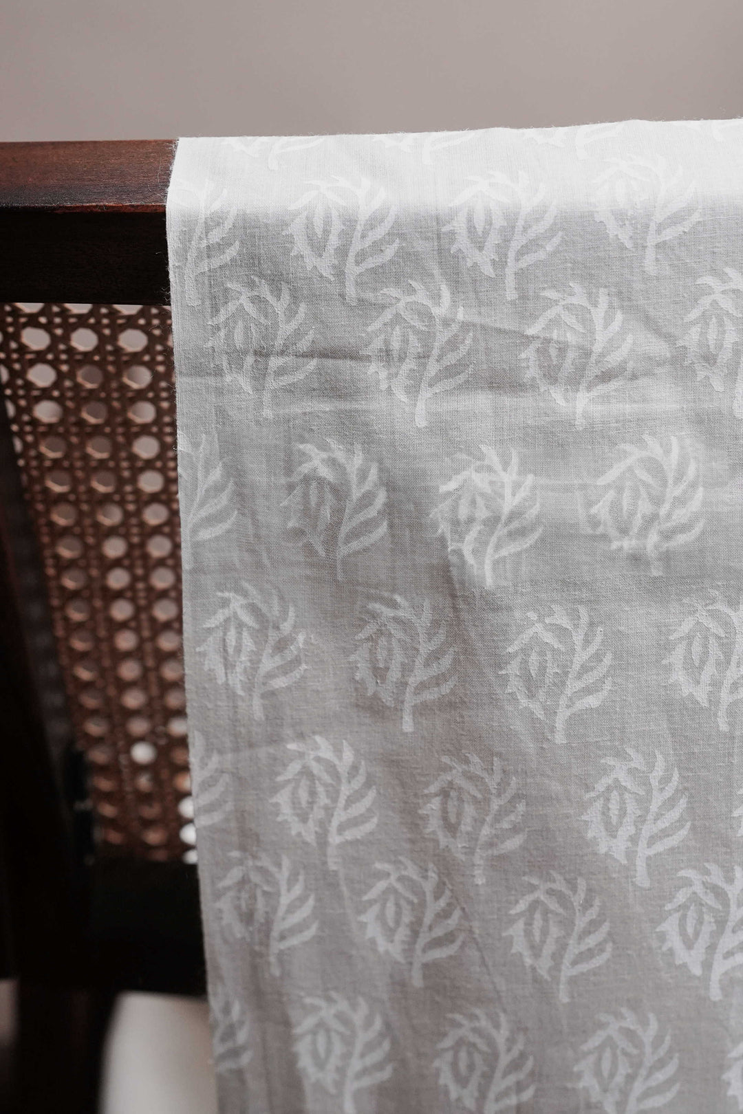 Coconut Cream Sanganeri Cotton Fabric - 0.9m