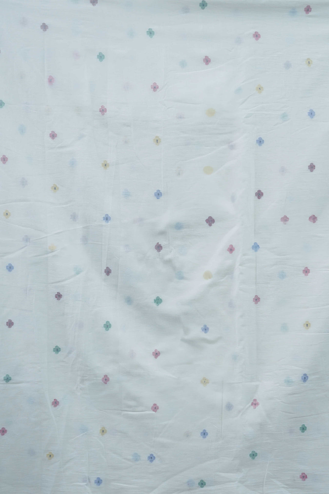 Coloured Butta on Cream Jamdani Cotton Fabric