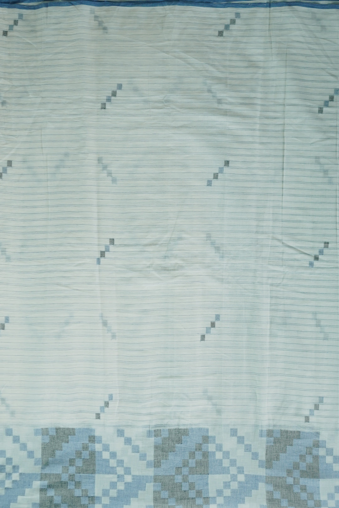 Off-White Bordered Jamdani Cotton Fabric