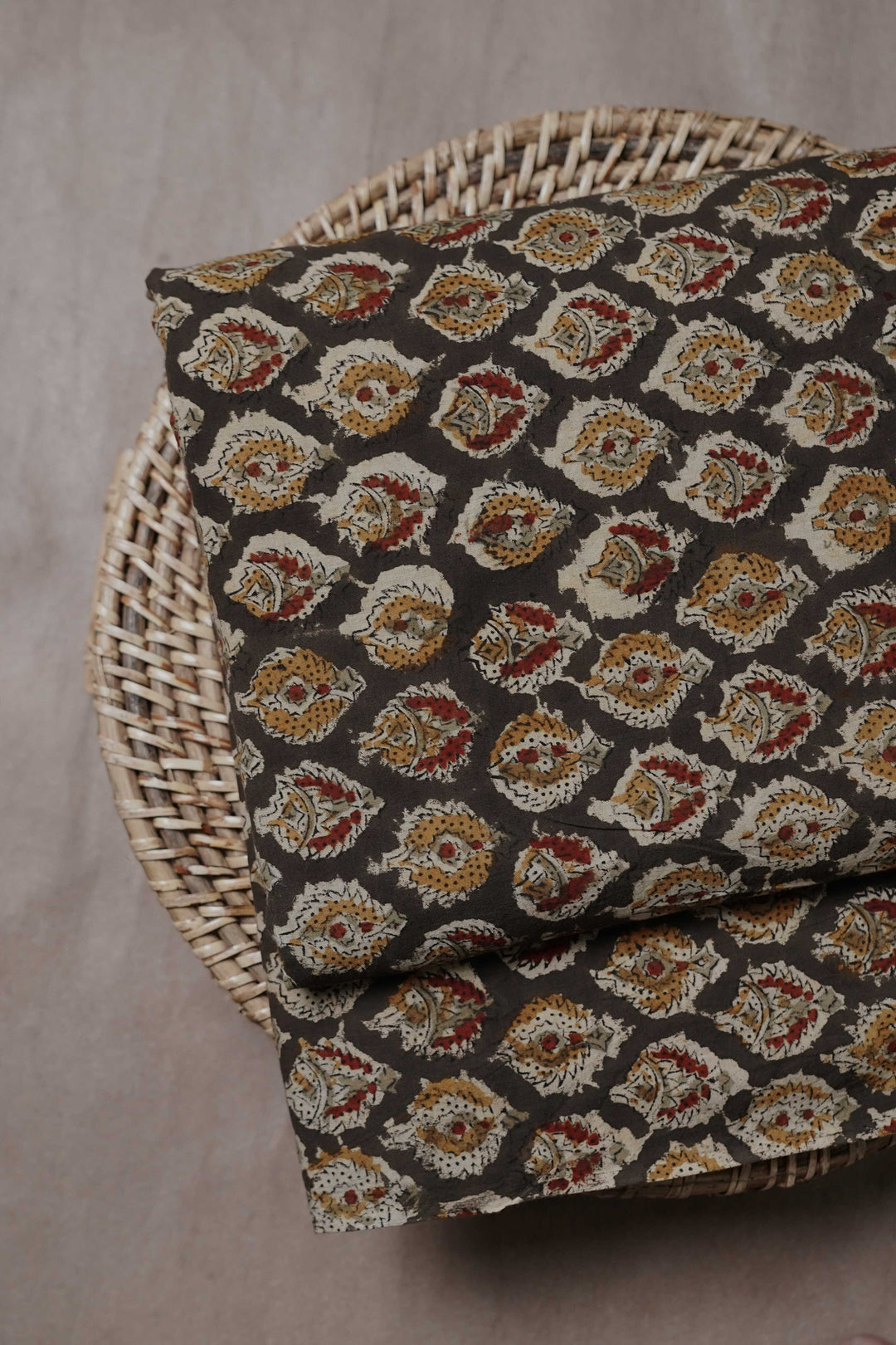 Green Motifs Printed kalamkari Cotton Fabric