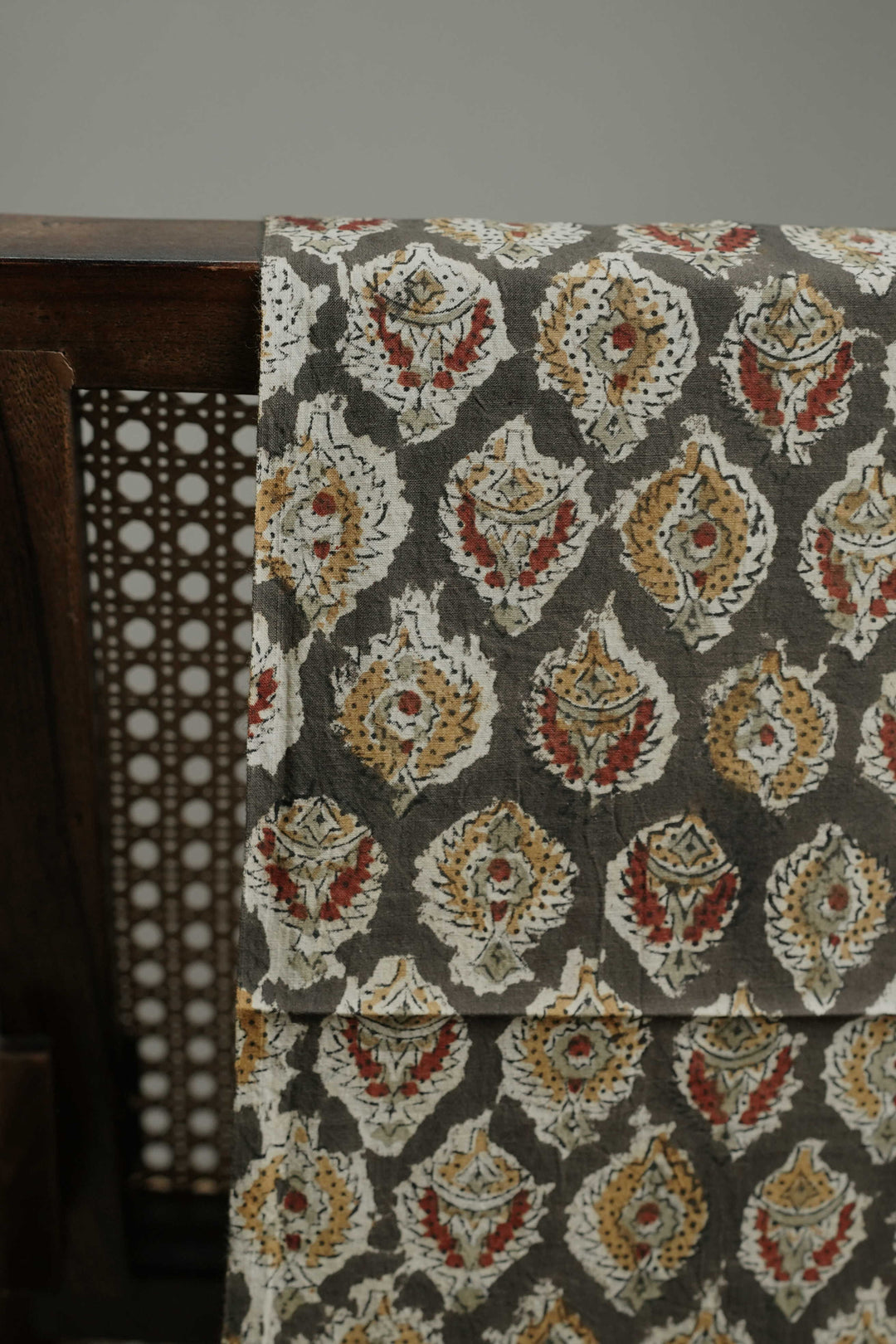 Green Motifs Printed kalamkari Cotton Fabric
