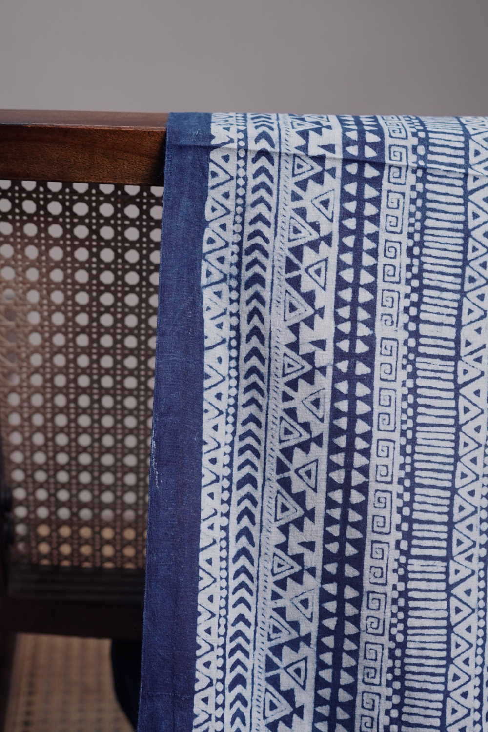 Striped Pattern Indigo Dabu Cotton Fabric