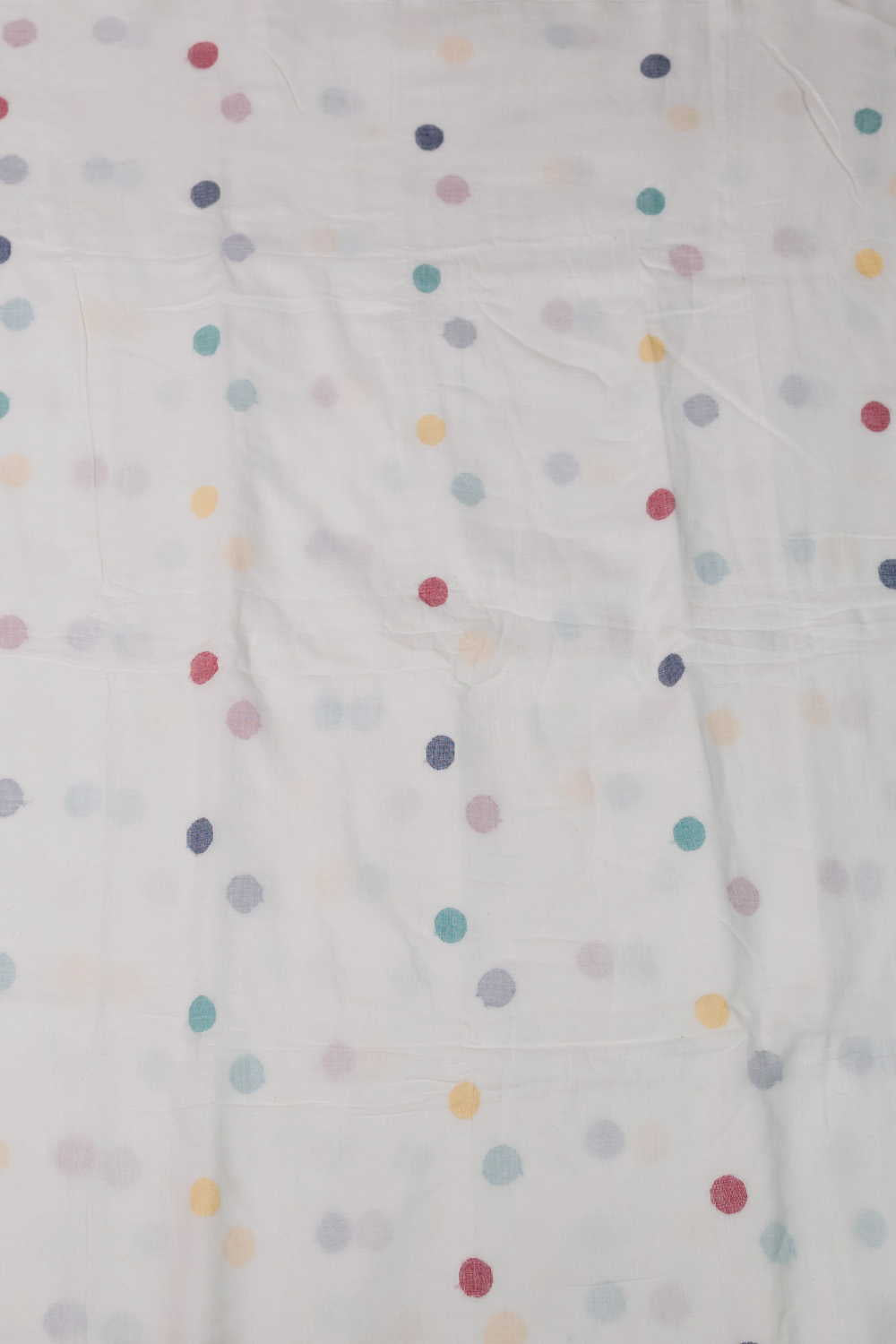 Colored Circle on Cream Jamdani Cotton Fabric