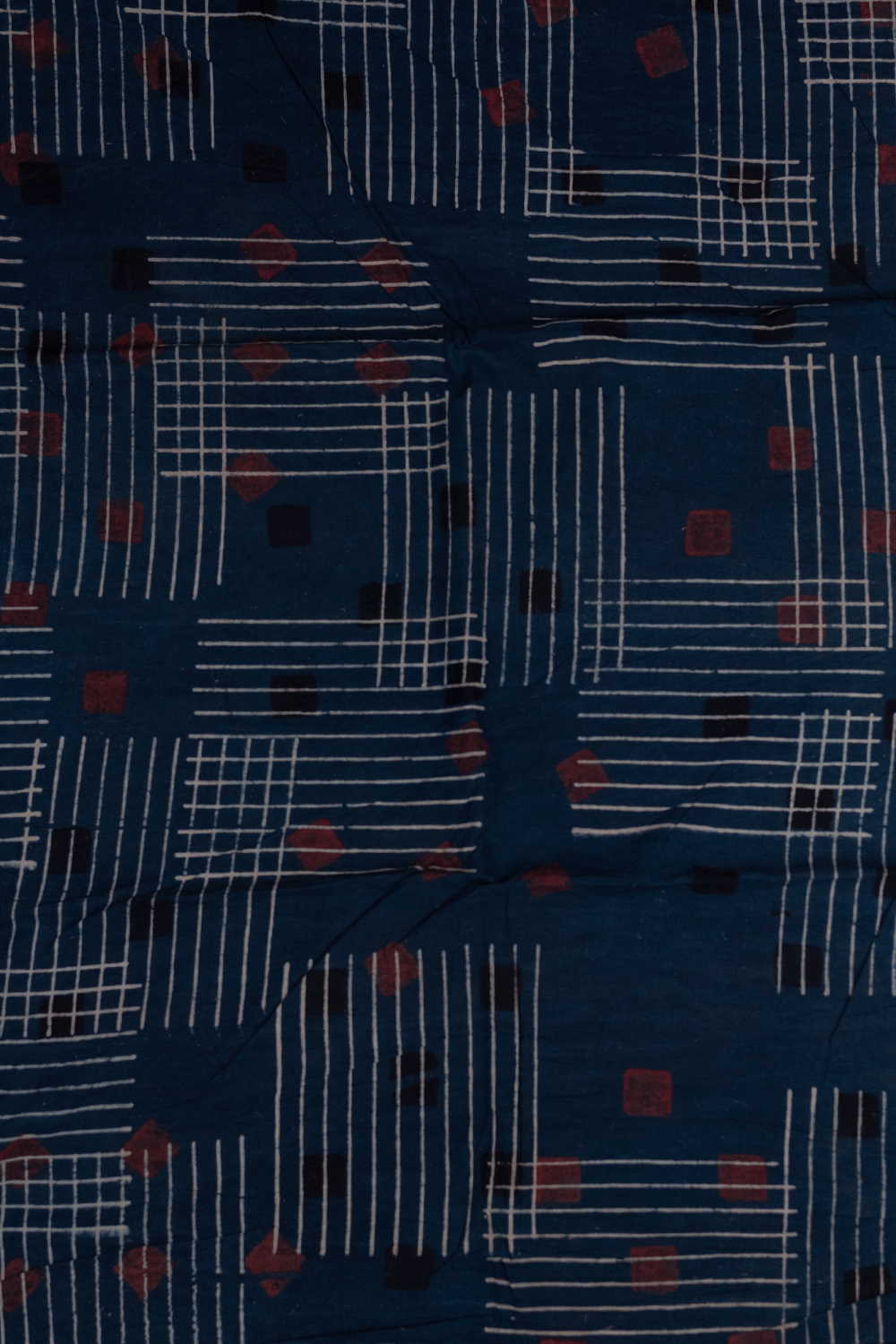 Indigo with Patterns Ajrak Cotton Fabric - 0.9m