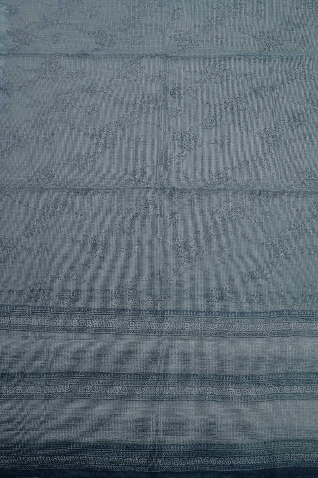 Light Grey Block Printed Kota Cotton Dupatta