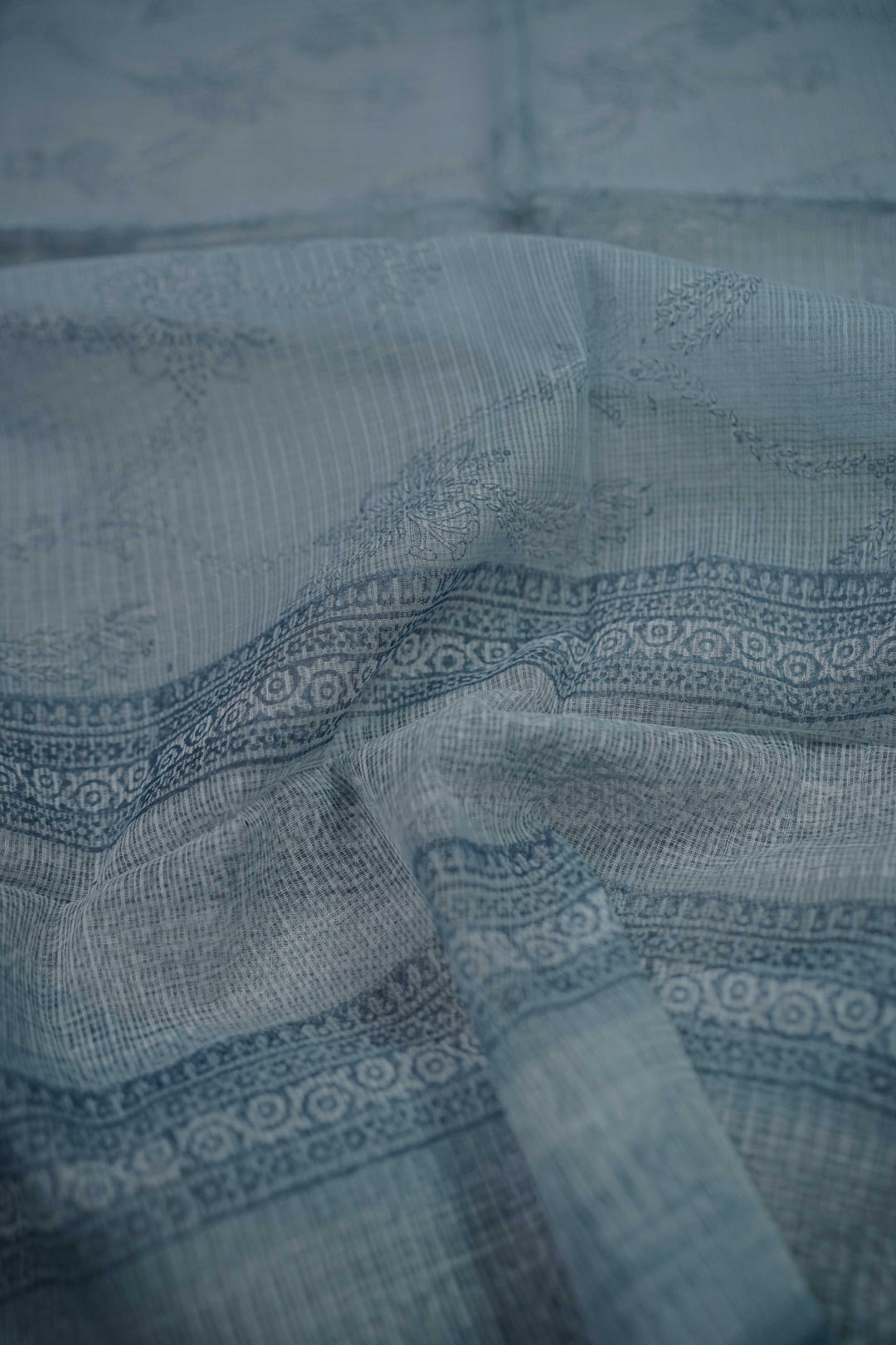 Light Grey Block Printed Kota Cotton Dupatta
